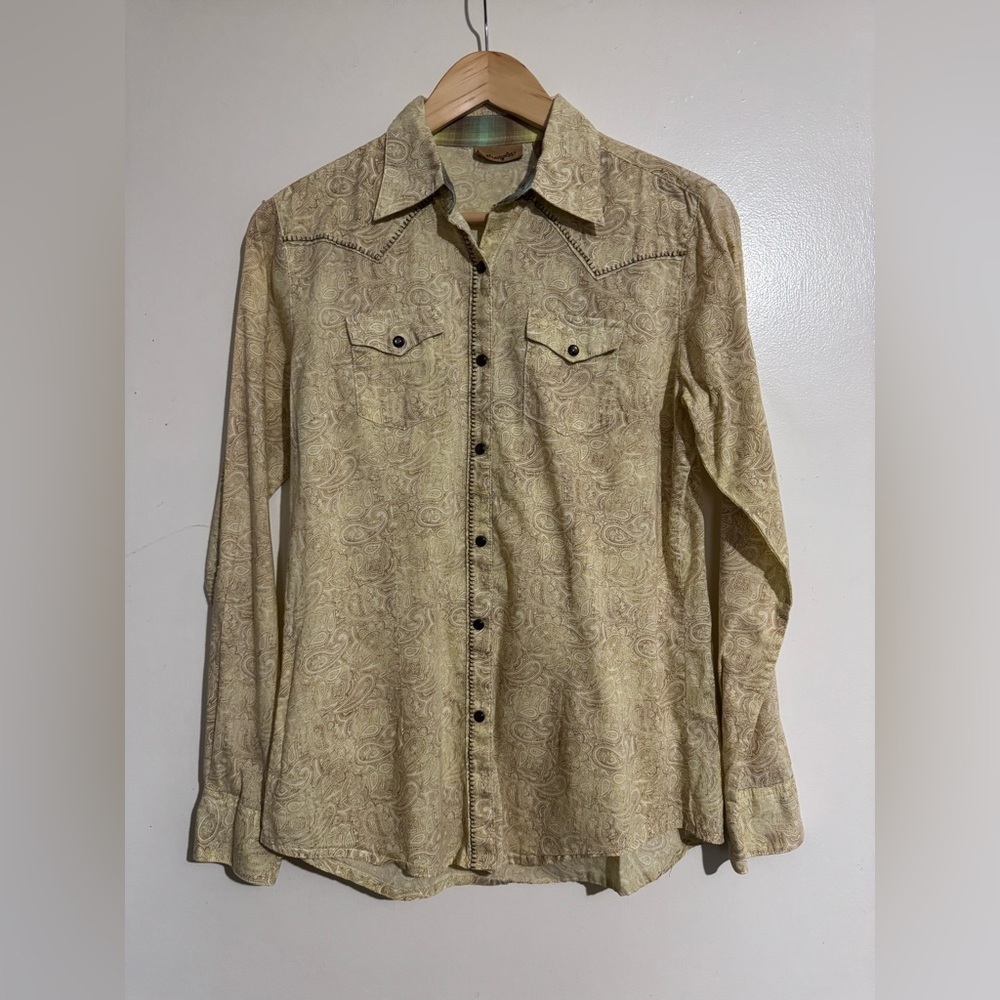 Wrangler Western Paisley Shirt pearl snap heavy stitching small